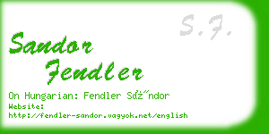 sandor fendler business card